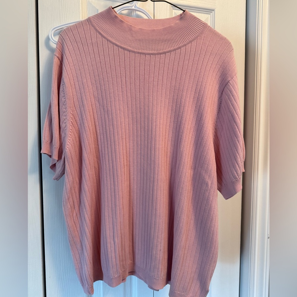 LAST CHANCE … 84. Tradition Pink Ribbed Knit Women's Top XL